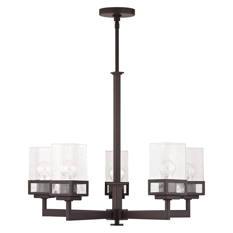 Livex Lighting 5-light Bronze Indoor Chandelier, 40595-07 - 25" D X 28.5" - 58.5" ADJ. H