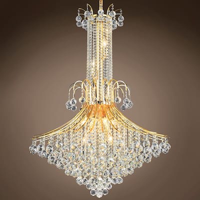 Contour 16 Light 35" Gold Chandelier With Clear Swarovski Crystals - 48.00