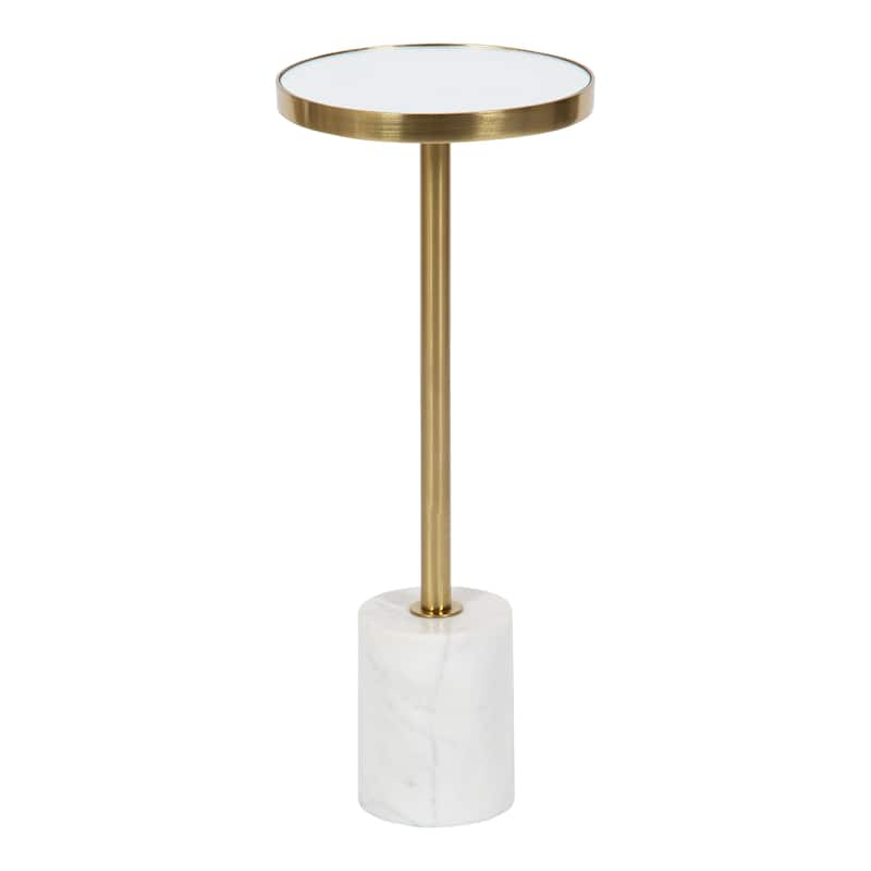 Kate and Laurel Hescott Mirrored Drink Table - 10x10x24 - Gold and Marble