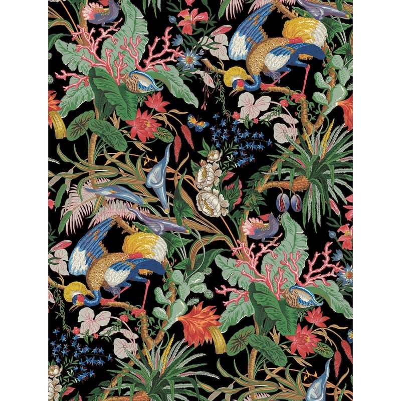 NextWall Tropical Canopy Peel and Stick Wallpaper - 20.5 in. W x 18 ft. L - Ebony