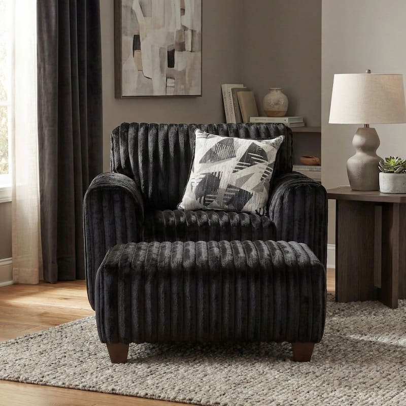 Roundhill Furniture Nolan 2-Piece Living Room Set, Chair and Ottoman