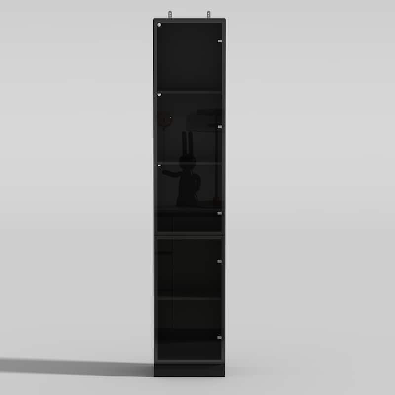 Sleek Modular Curio Wine Cabinet Storage Solution with Glass Doors