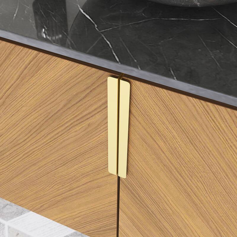 Wall-Mounted Bathroom Vanity with Round Ceramic Sink