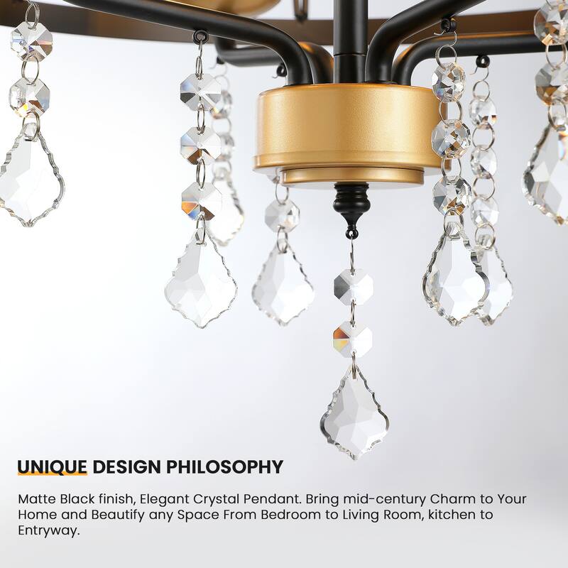Modern Farmhouse Chandelier Dimmable Black and Gold Drum Chandeliers Light Fixture for Dining Room Living Room
