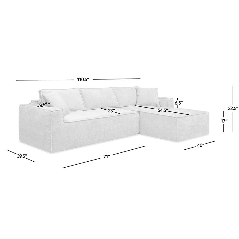 Brenley 110.5" Sofa-in-a-Box Chenille Upholstered Frameless 2-Piece Sectional Sofa
