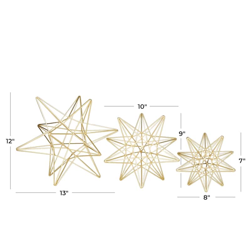 Metal Star Sculpture - Set of 3 Gold - CosmoLiving by Cosmopolitan