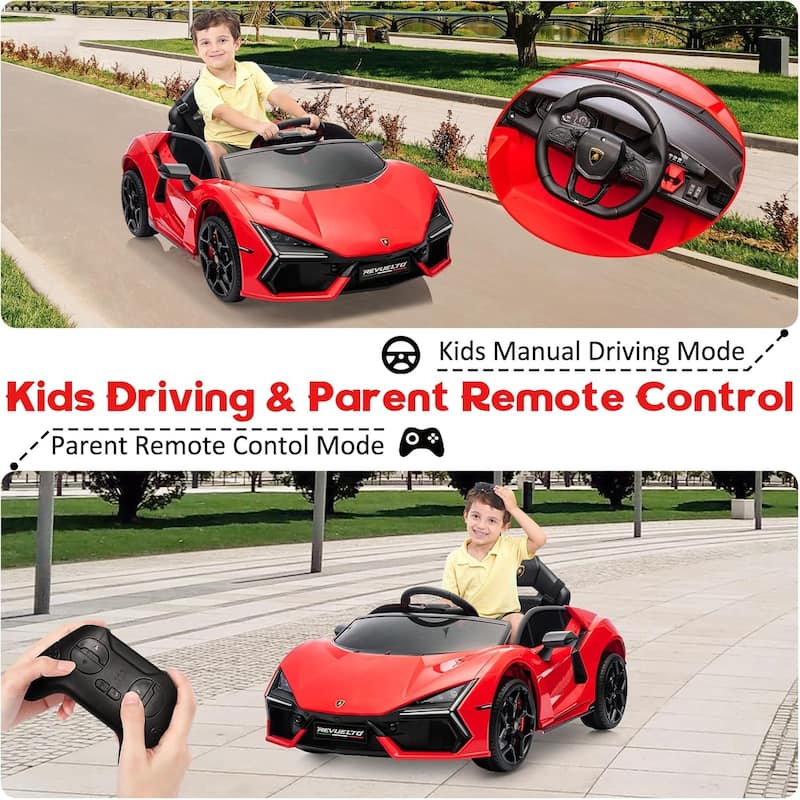 12V Kids Ride On Car, Licensed Lamborghini Revuelto Electric Car for Kids