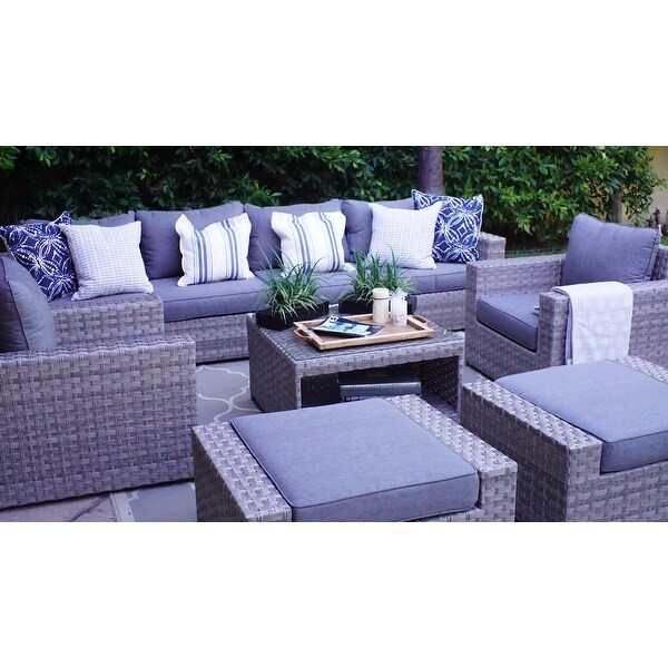 Sunhaven Kensington Cushioned Wicker 9-piece Sofa Set - Bed Bath