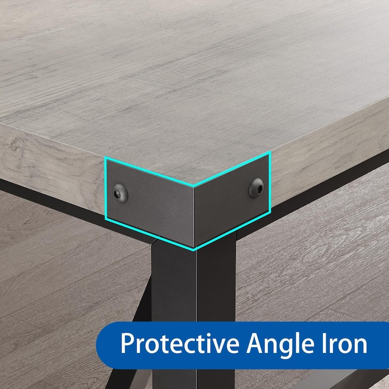 70.87 Inch Large Farmhouse Dining Table, with Wood Grain Engineered Panels