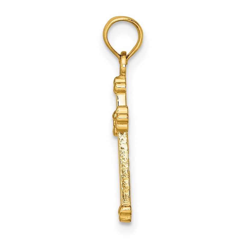 Curata 14k Yellow Gold Small Polished Simple Budded Cross Necklace 9mm x 15.75mm