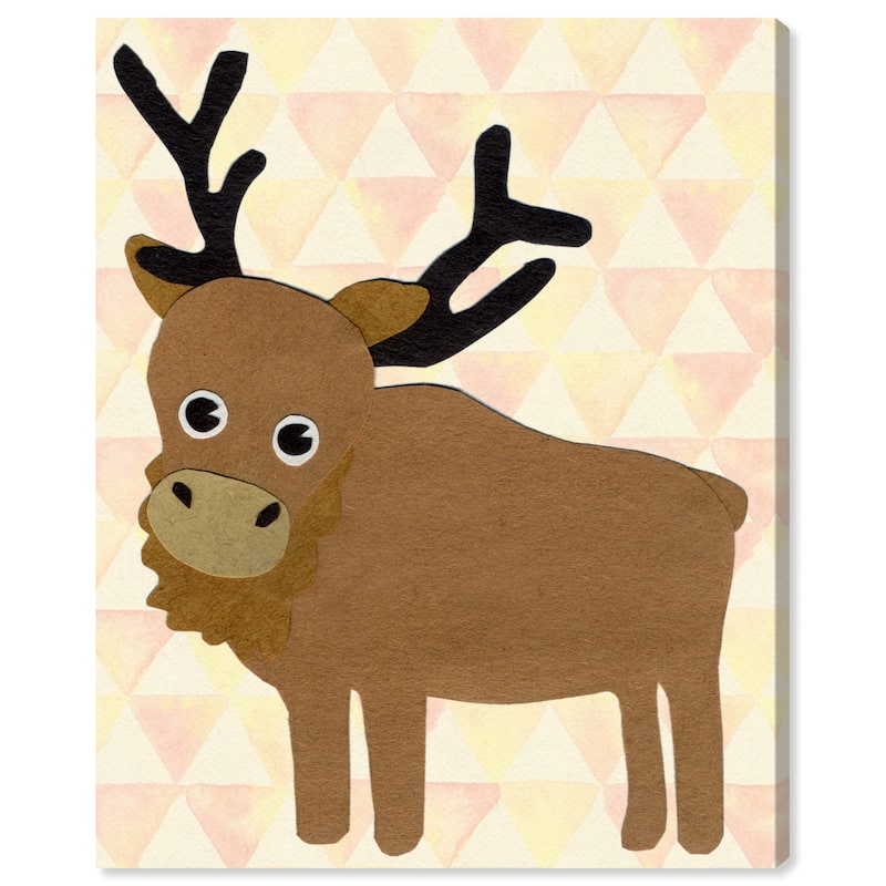 Wynwood Studio Canvas Animals E for Elk Brown and Pastel Brown Modern & Contemporary Wall Art Canvas Print