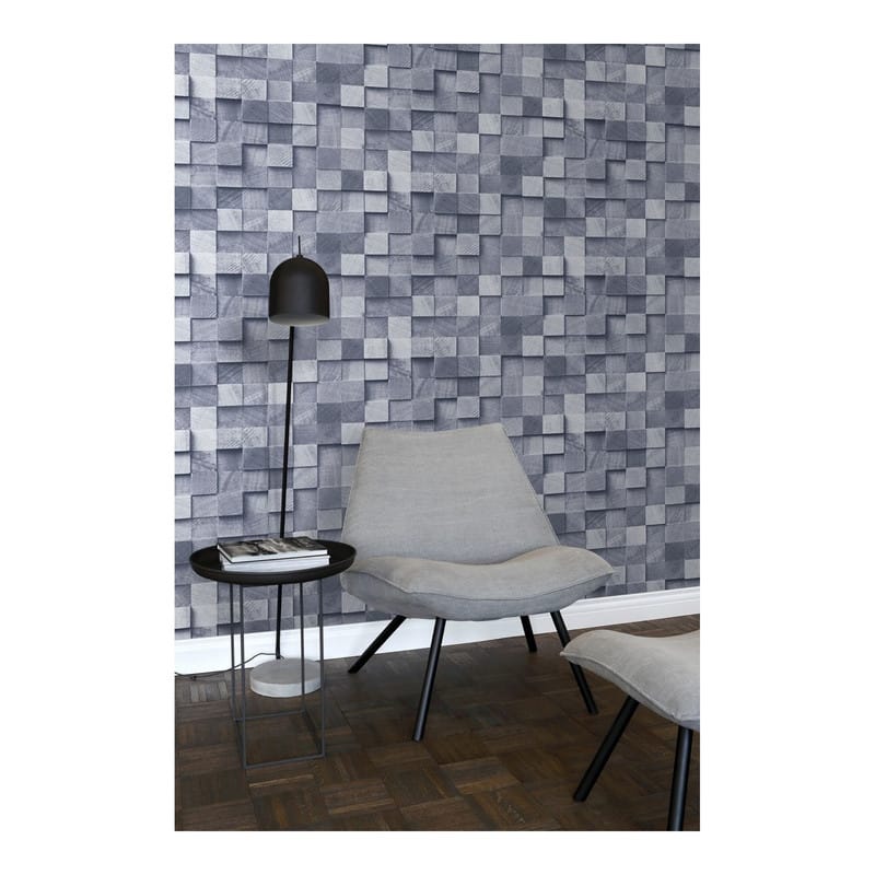 ESTA Home Tevye Blue Wood Geometric Wallpaper - 20.5 x 396 x 0.025