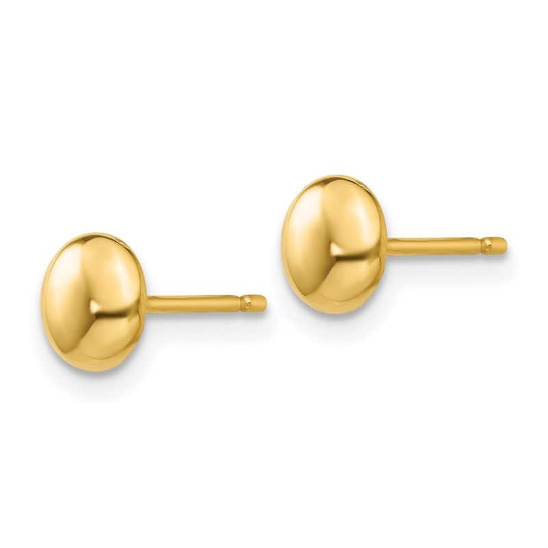 Curata 14k Yellow Gold 6mm Polished Half Ball Post Earrings