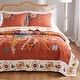 preview thumbnail 2 of 10, Barefoot Bungalow Topanga Orange Bohemian Floral Quilted Bedspread Set