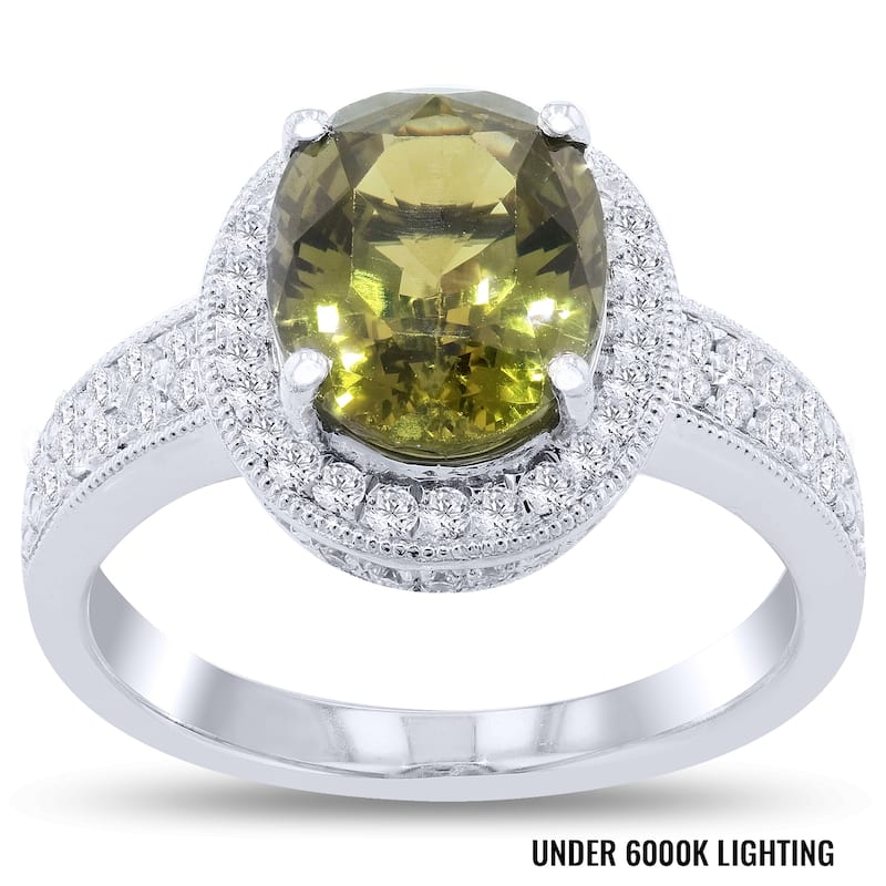 Auriya Platinum Vintage 3 7/8ct Alexandrite and 1/2ct TDW Diamond Halo Engagement Ring