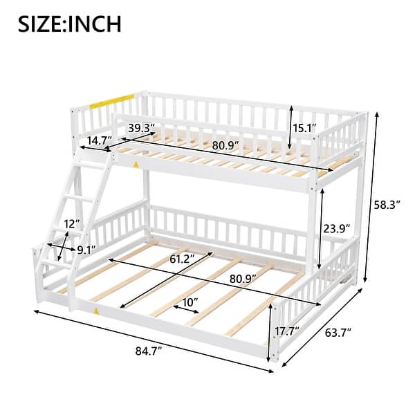 dimension image slide 1 of 4, Bunk Bed with Ladder and Guardrails for Kids, Boys and Girls, Bedroom