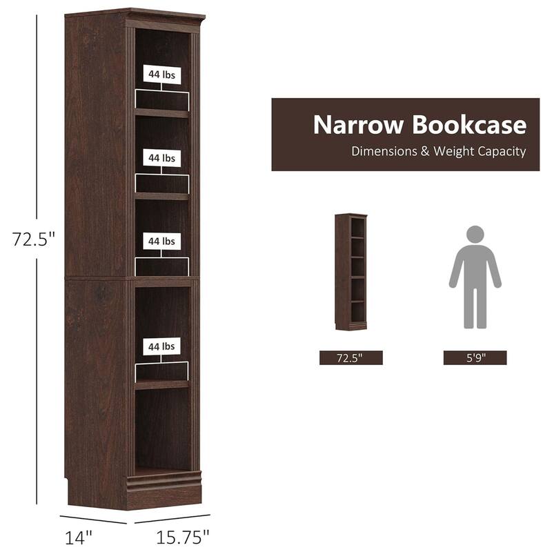 VAUXHILL & CO. Halston Narrow Bookcase, Adjustable Open Shelving Unit, Cherry - 52.7