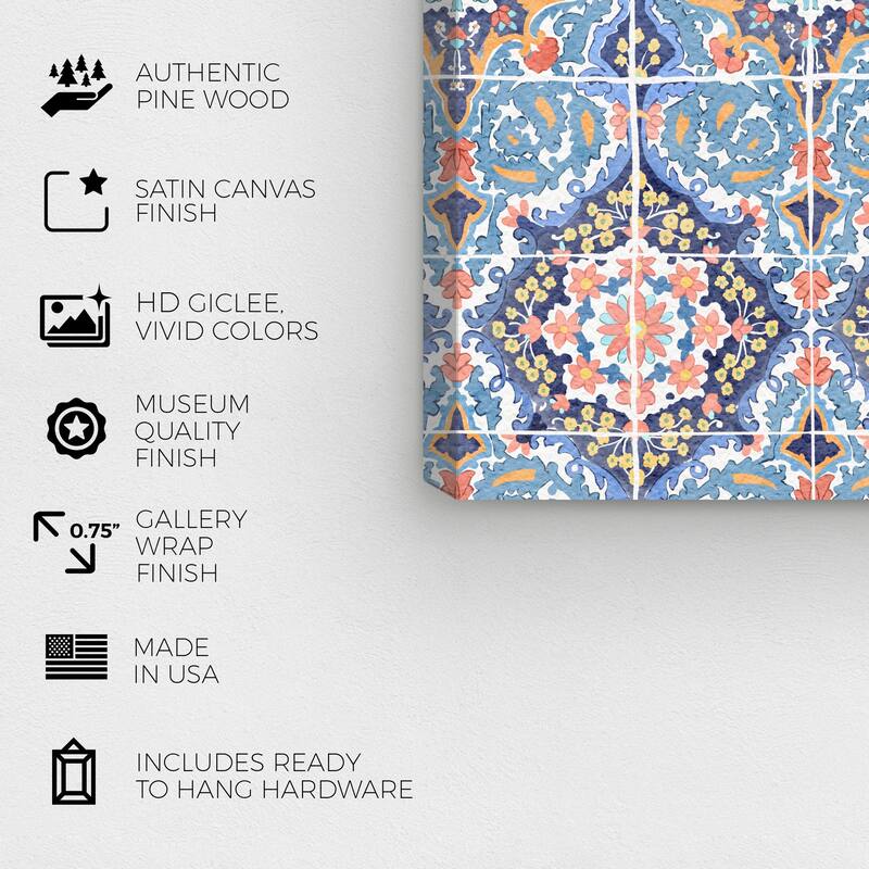 Wynwood Studio Abstract Subtle Floral Wings Blue and Pastel Orange Modern & Contemporary Wall Art Canvas Print