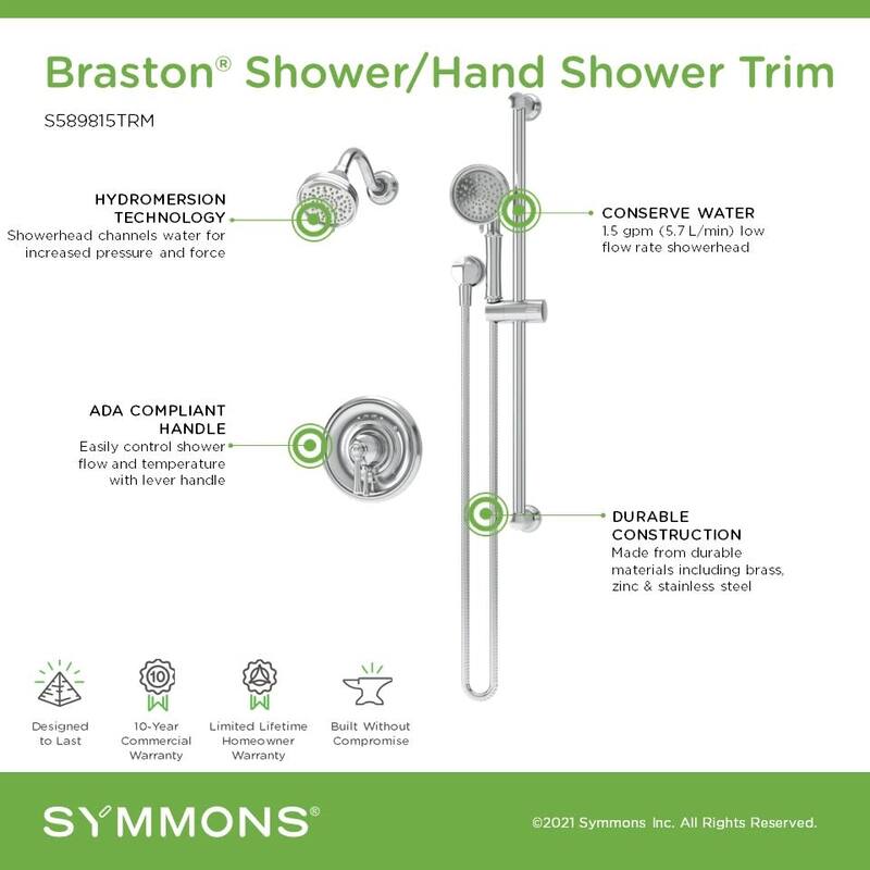 Symmons S589815TRM Braston Shower Only Trim Package with 1.5 GPM Multi