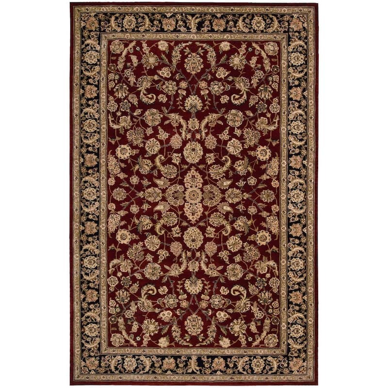 Nourison Hand-tufted Persian Floral Wool and Silk Burgundy Area Rug