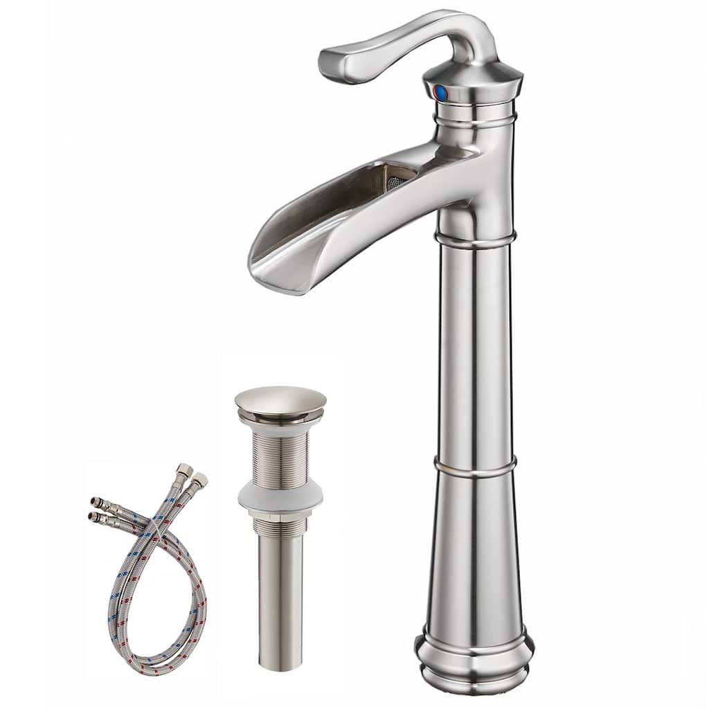 Vibrantbath Vessel Sink Faucet Waterfall with Pop Up Drain