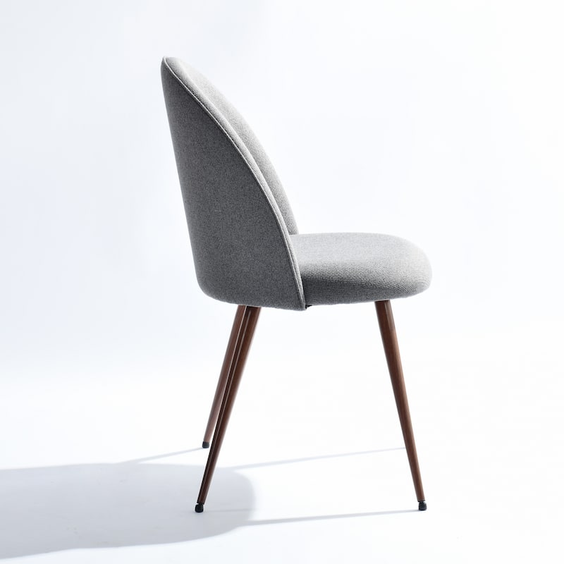 Homy Casa Beige Fabric Dining Chairs with Walnut Legs, Set of 2