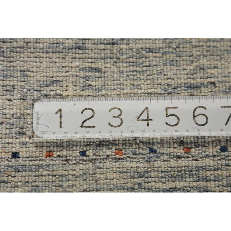 Tribal Gabbeh Area Rug Hand-Knotted Beige Modern Wool Carpet - 3'11" x 5'10"
