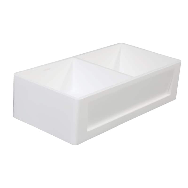 Kingston Brass Arcticstone 36" Farmhouse Double Basin Stone Composite - Matte White