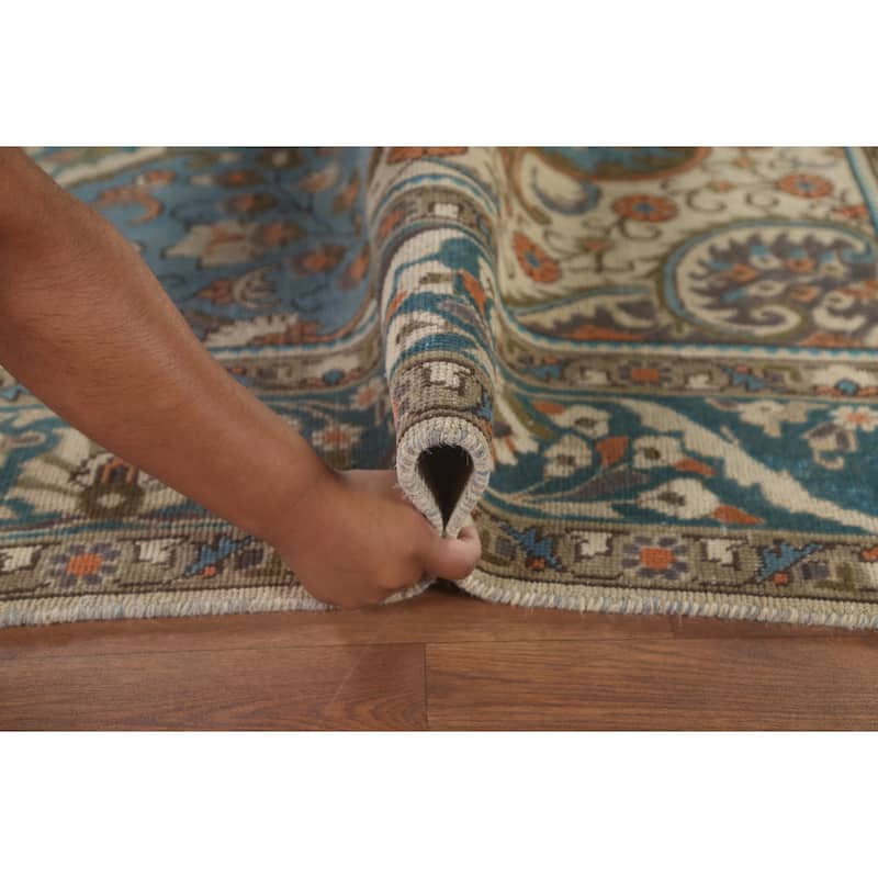 Distressed Over-Dyed Tabriz Persian Vintage Rug Handmade Wool Carpet - 6'8"x 9'10"
