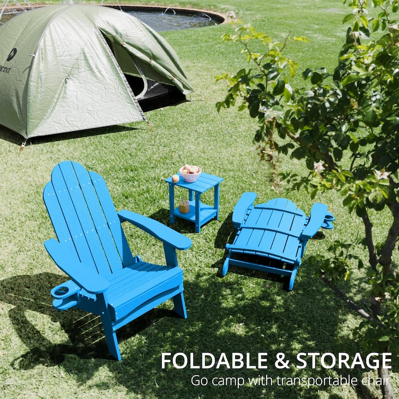 Foldable HDPS Weather Resistant Patio Adirondack Chairs With Cup Holder Set of 6 - 35"D x 30"W x 36.2"H
