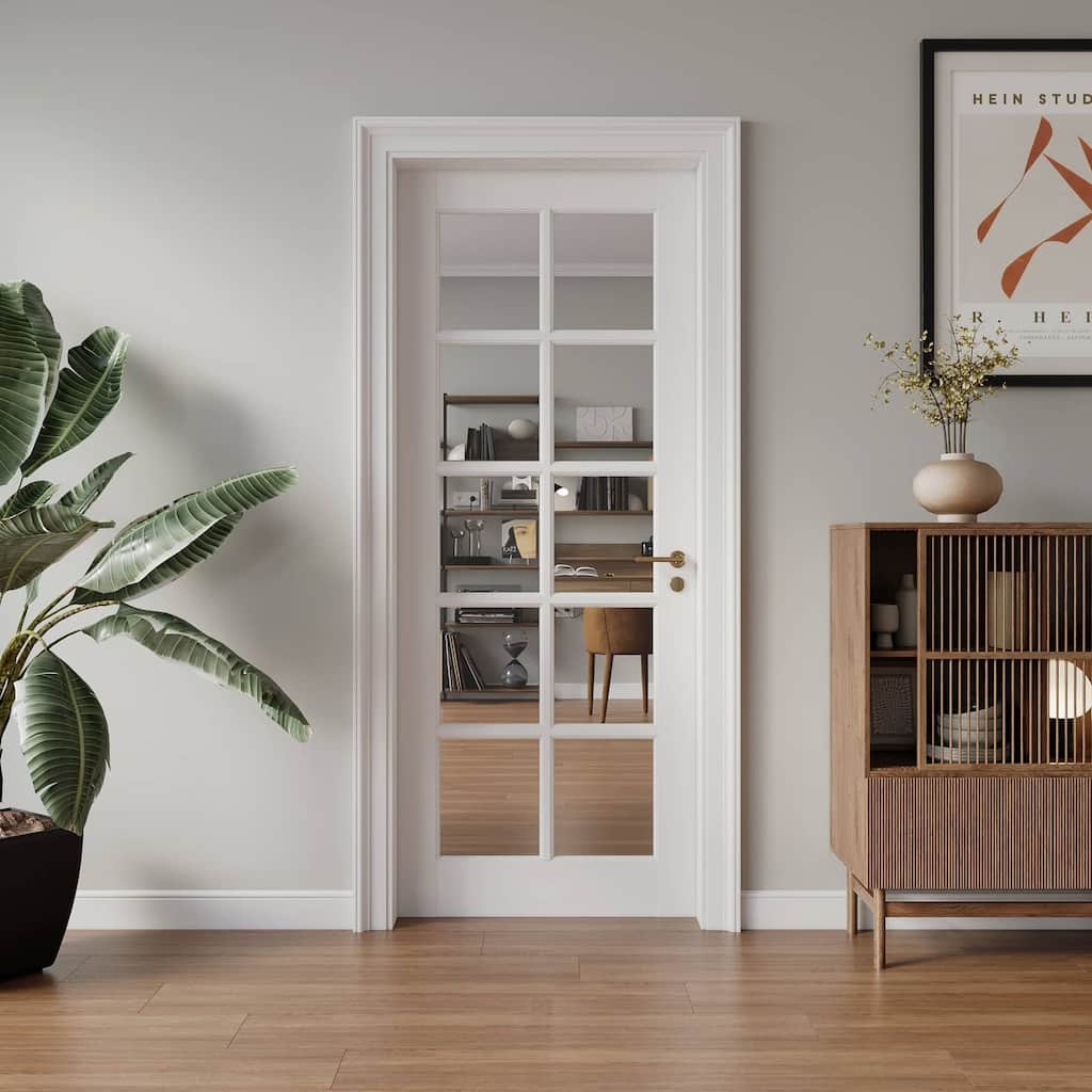 10-Lite Clear Glass Slab Interior Doors Solid Wood White Pre-Finished