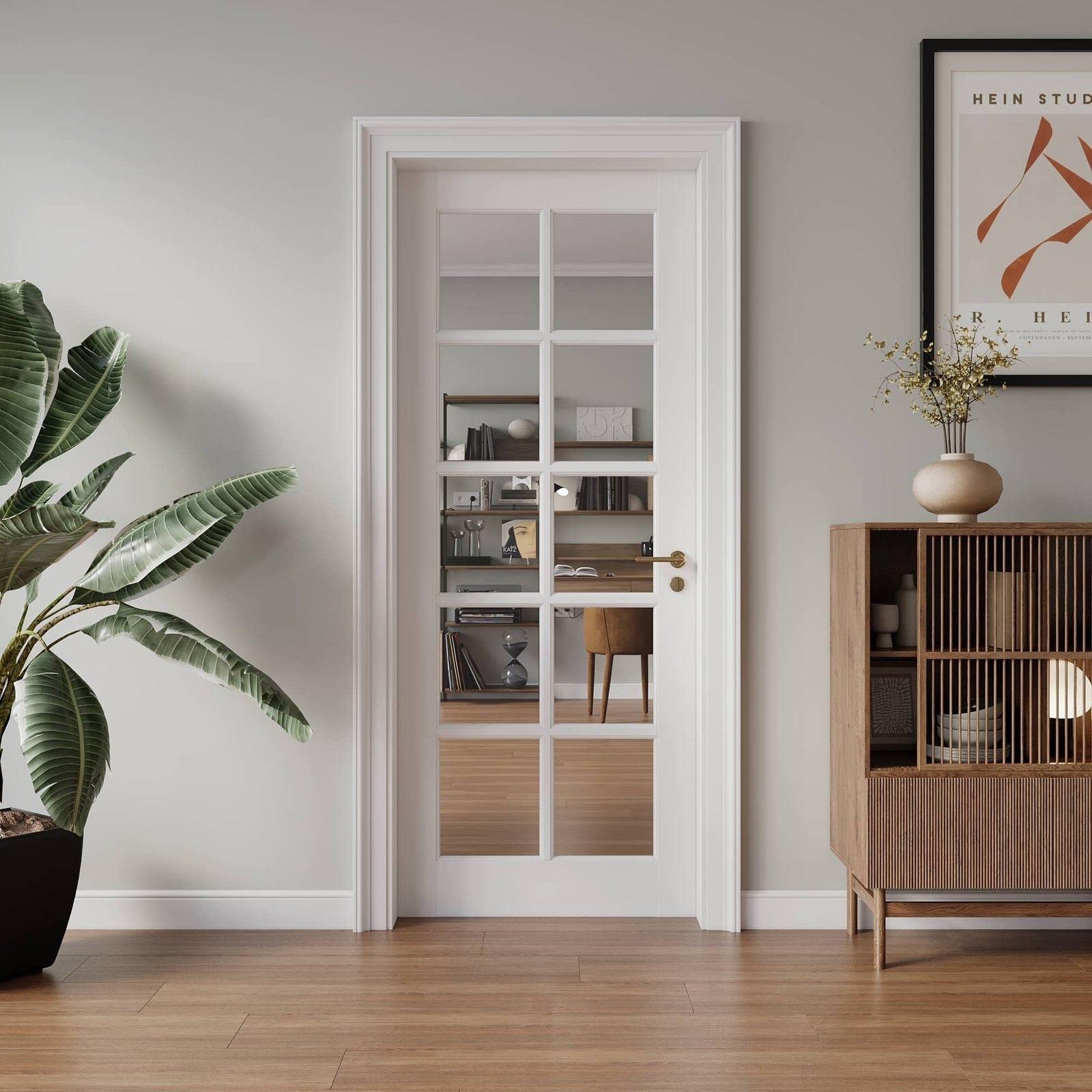 10-Lite Clear Glass Slab Interior Doors Solid Wood White Pre-Finished