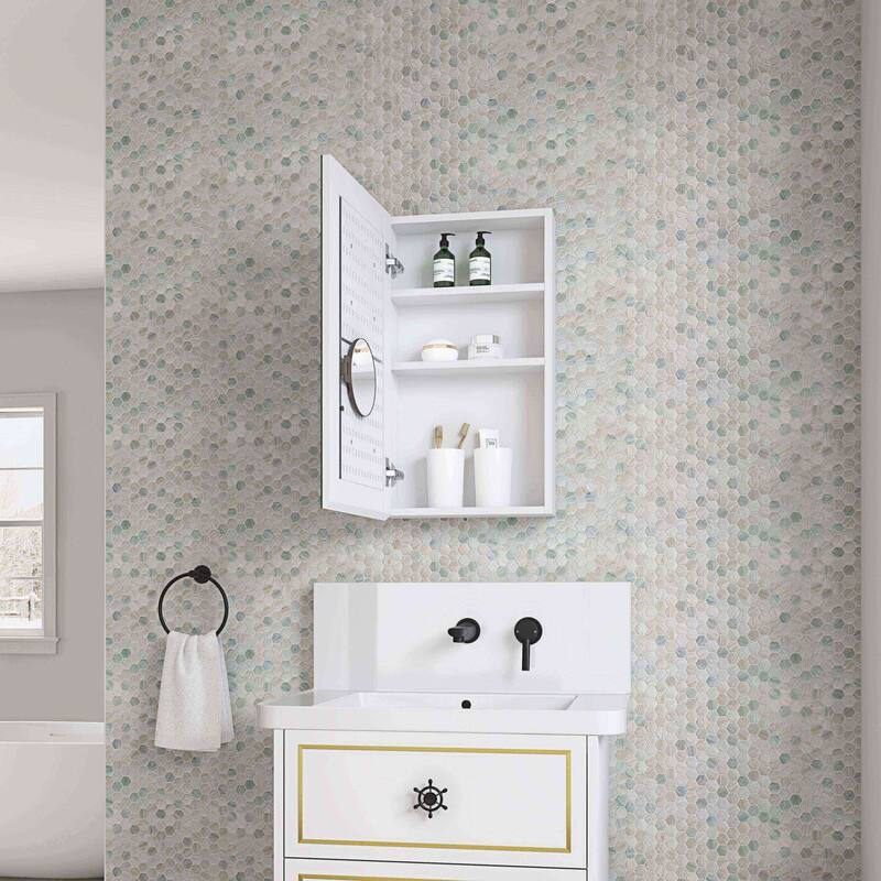 Wall Mounted Bathroom Medicine Cabinet with HD Mirror, Recessed or Surface Mount, Storage for Cosmetics & Personal Care