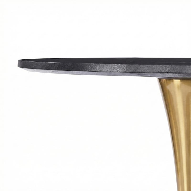 Bristol 31-inch Round Dining Table, Gold Pedestal Base Kitchen Table, Easy-Clean Scratch Resistant Surface, Floor Protectors