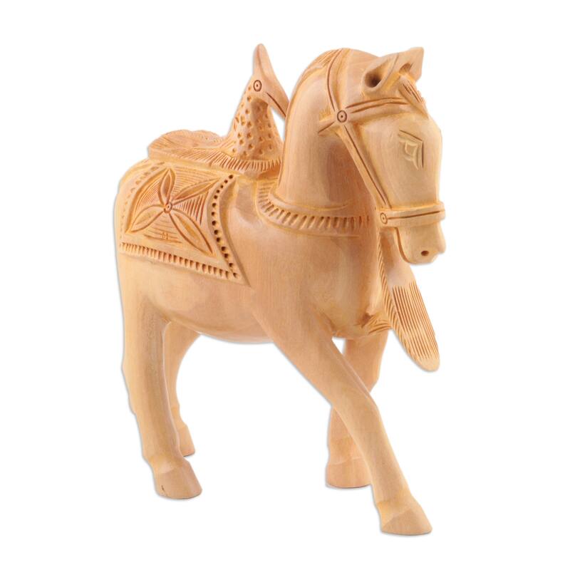 Novica Handmade Mughal Steed Wood Sculpture