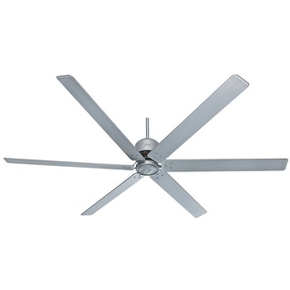 Hunter 96" HFC Outdoor Ceiling Fan with Wall Control, Damp-Rated, 3 or 6 Blades - Satin Metal