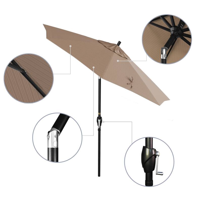 Okaloosa 7.5ft Round Crank Lift Tilting Patio Umbrella by Havenside Home, Base Not Included