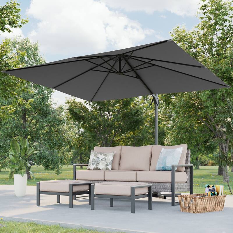 BONOSUKI 10x8FT Cantilever Patio Umbrella, Ultimate Outdoor Comfort with 360° Rotation and Canopy Angle Adjustment