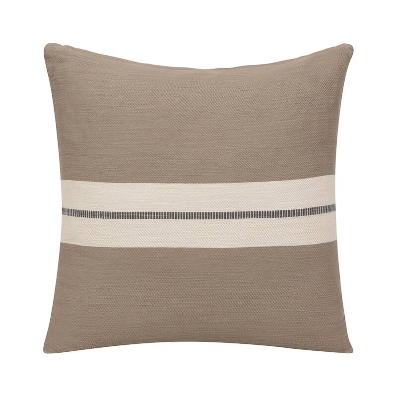 Sevita Striped Cotton Throw Pillow - 24" X 24" - Taupe/Dark Gray