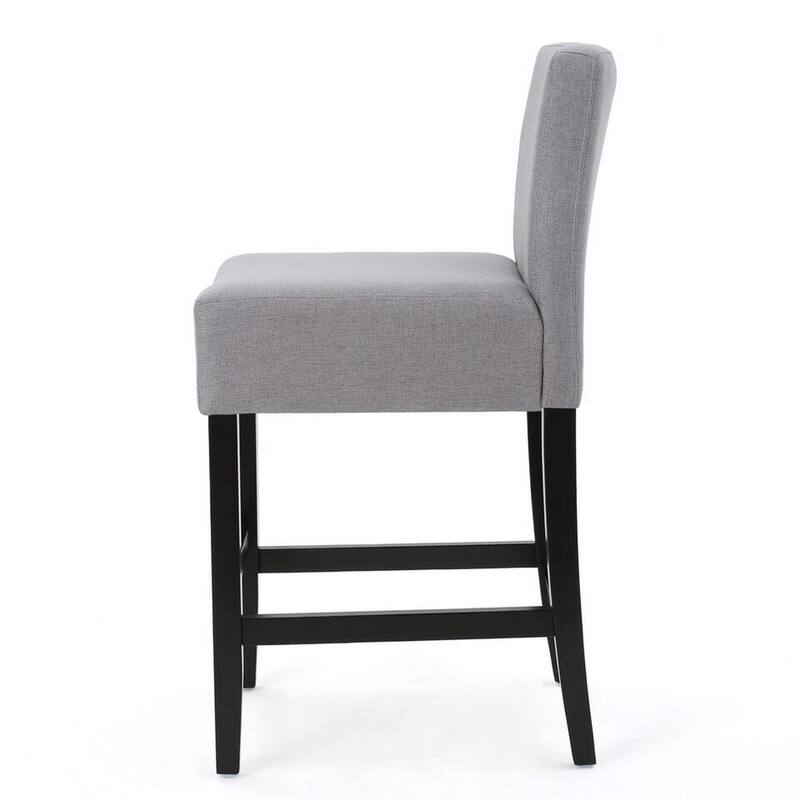 Seya Counter Stool Chair Set of 2, Light Gray Cushioned Seat, Brown