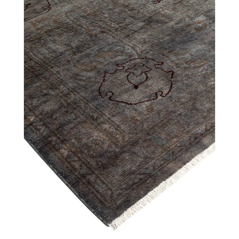 Overton Hand Knotted Wool Vintage Inspired Modern Contemporary Overdyed Gray Area Rug - 9' 1" x 12' 1"