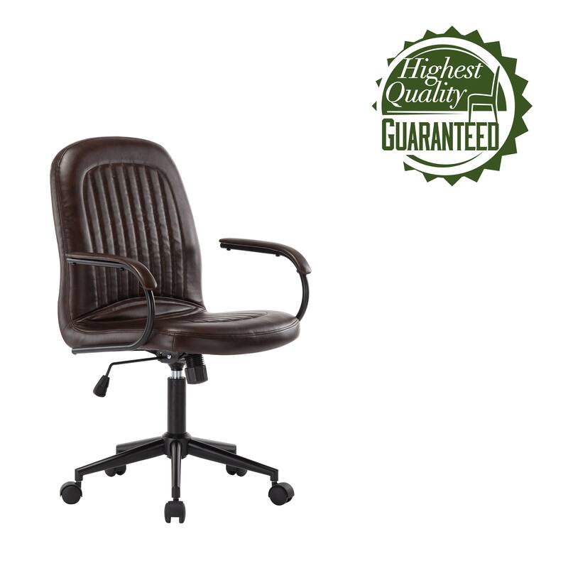 Porthos Home Kaper Swivel Office Chair, PU Leather Upholstery
