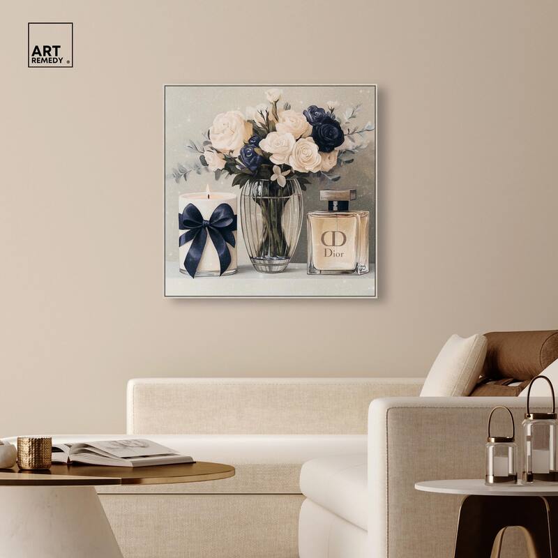 Ivory Perfume Flowers in Vase Canvas by Art Remedy