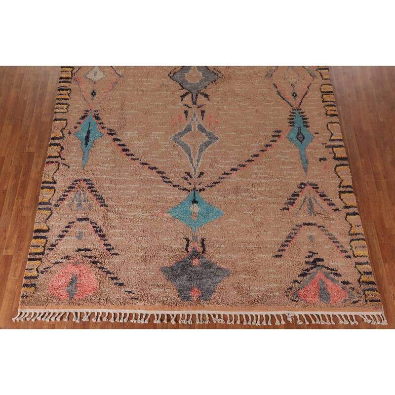 Plush Moroccan Oriental Area Rug Hand-Knotted Wool Carpet - 8'11" x 13'0"