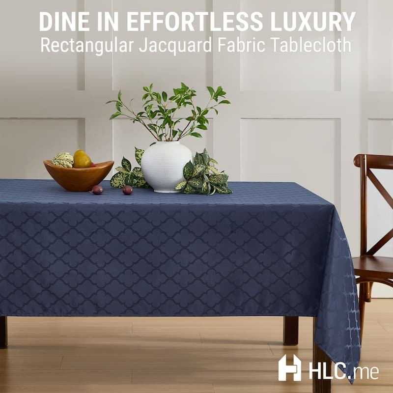 HLC.me Modena Lattice Fabric Tablecloth, Jacquard Fabric Table Cloth for Round Rectangle Table Advanced Water & Fade Resistance