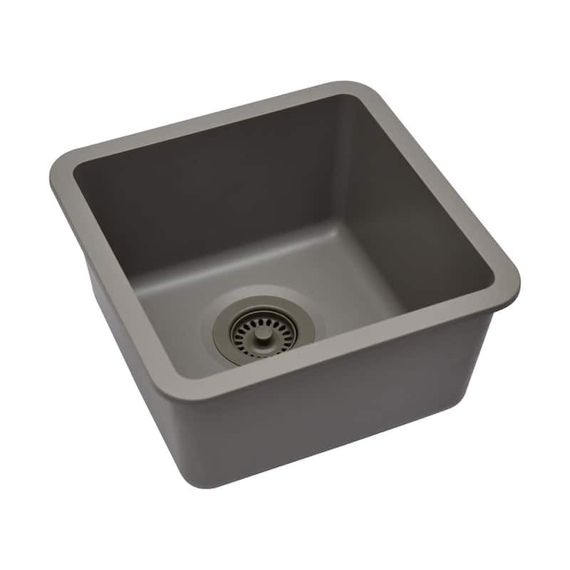 15" x 15" Quartz Single Bowl Drop-In Granite Composite Sink - 15"x15"