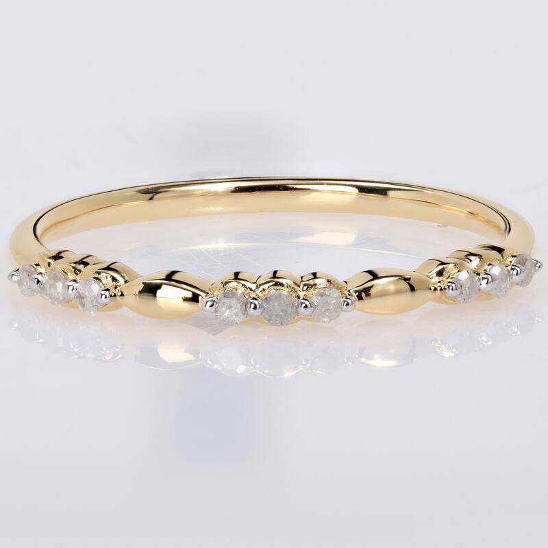 Miadora 1/10ct TDW Diamond Stacking Semi-Eternity Ring in Yellow Plated Sterling Silver