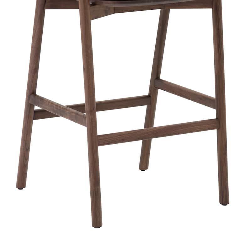 Echo Solid Wood and Black Faux Leather Bar or Counter Height Barstool