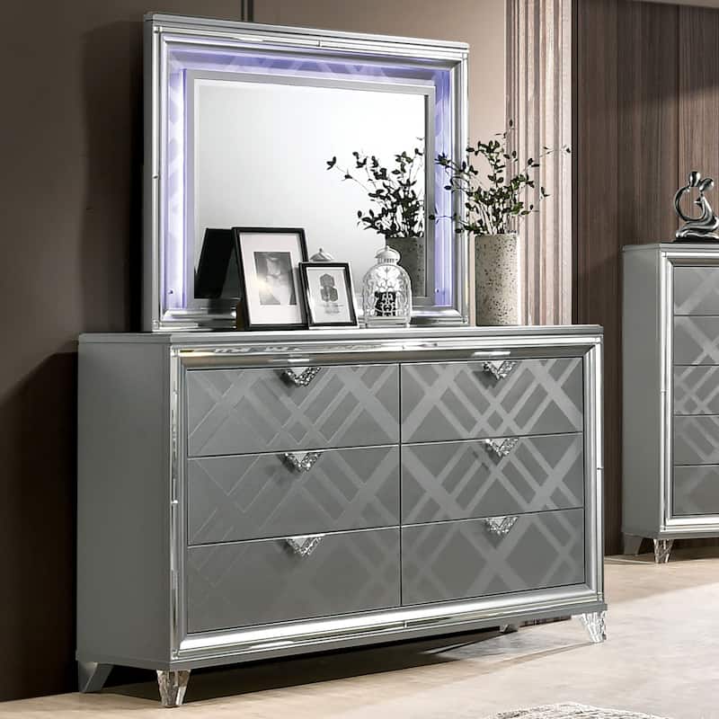 Furniture of America Bel Air Glam Wood 5-Piece Platform Bedroom Set with USB Port