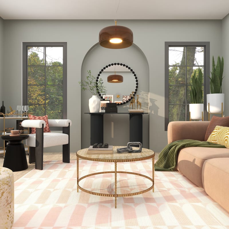 Metal Wall Mirror with Beaded Detailing - Gold, Silver, Dark Gray - CosmoLiving by Cosmopolitan